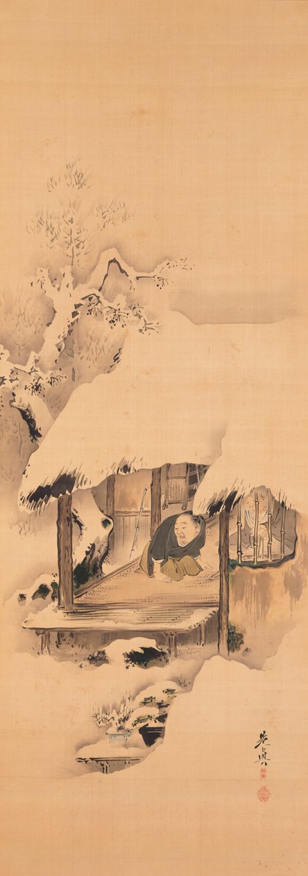 Peça de nô Hachinoki, duas de três de Shibata Zeshin