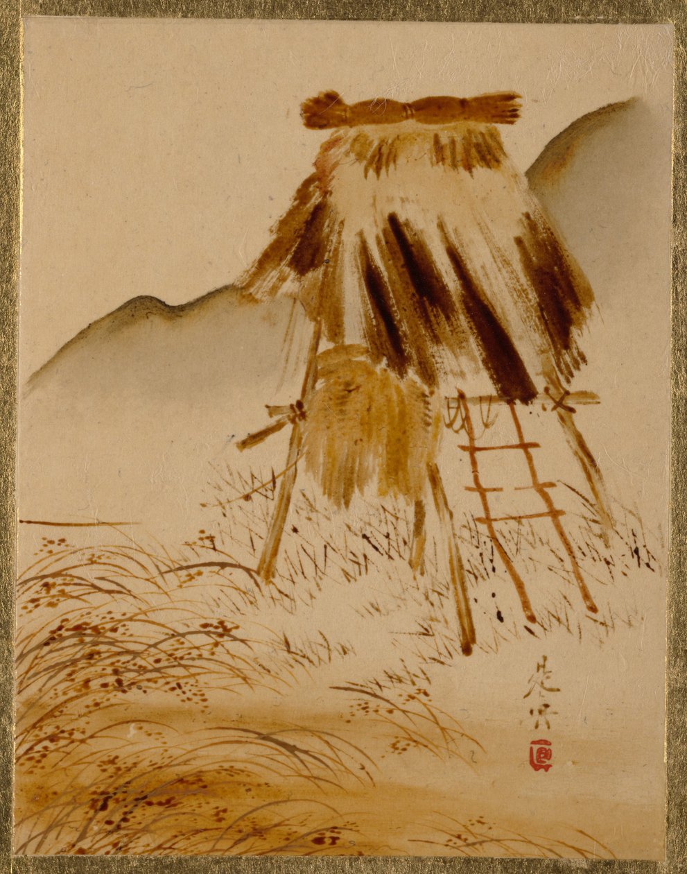 Estrutura para secar arroz de Shibata Zeshin