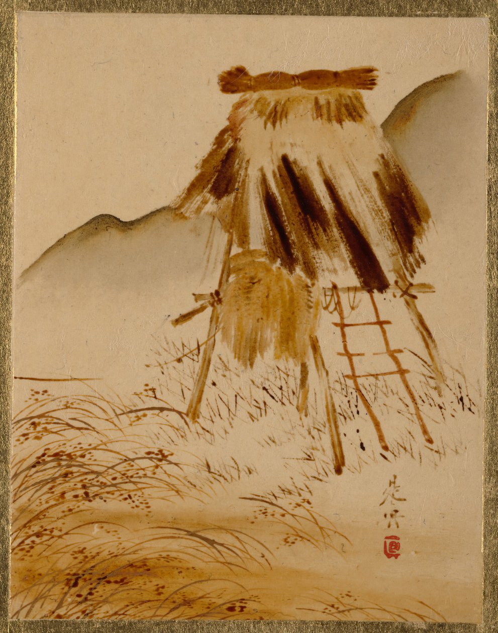 Estrutura de secagem de arroz. de Shibata Zeshin