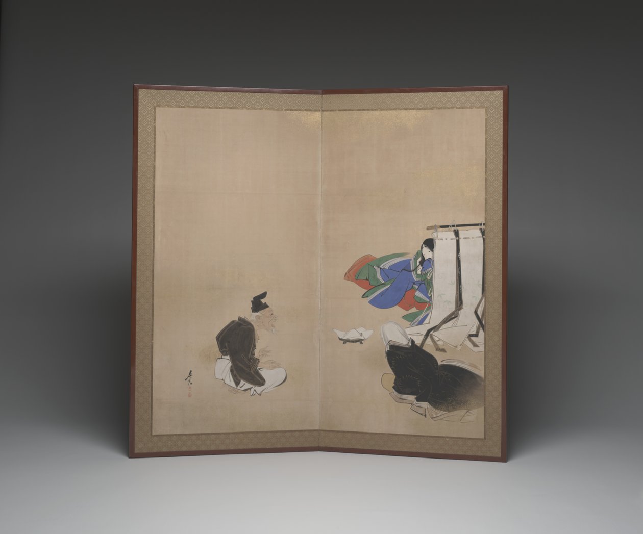 Conto do Cortador de Bambu (tinta, cor e ouro no papel) de Shibata Zeshin