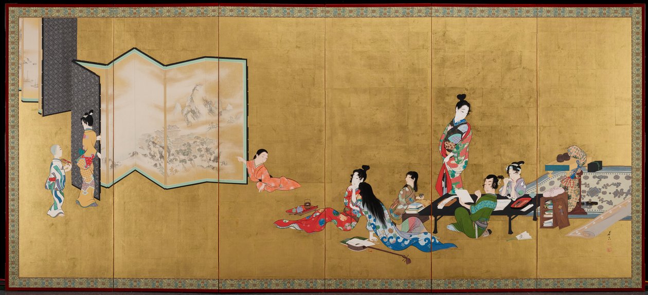 As quatro artes [lado direito de um par] de Shibata Zeshin