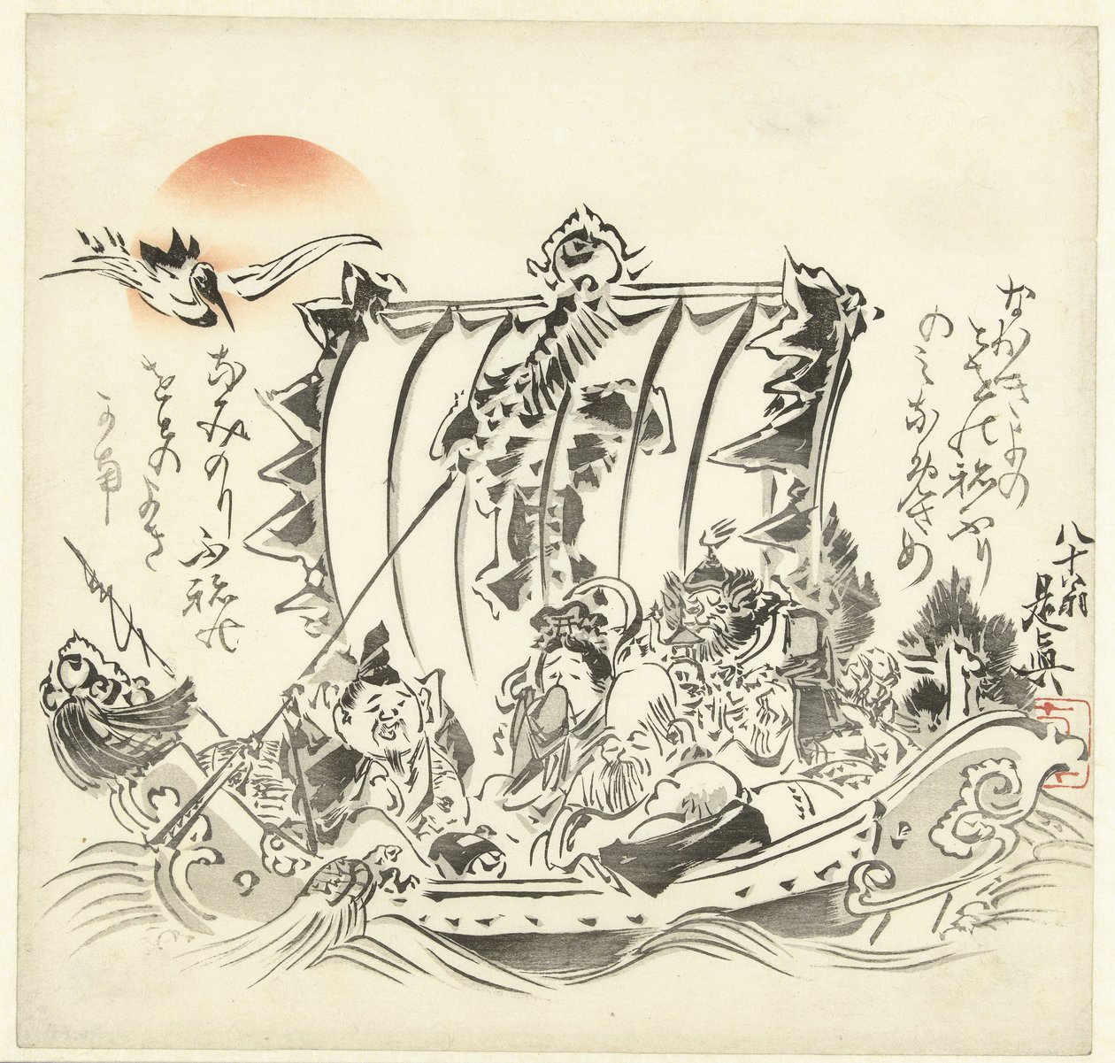 Sete deuses sortudos doentes do mar de Shibata Zeshin