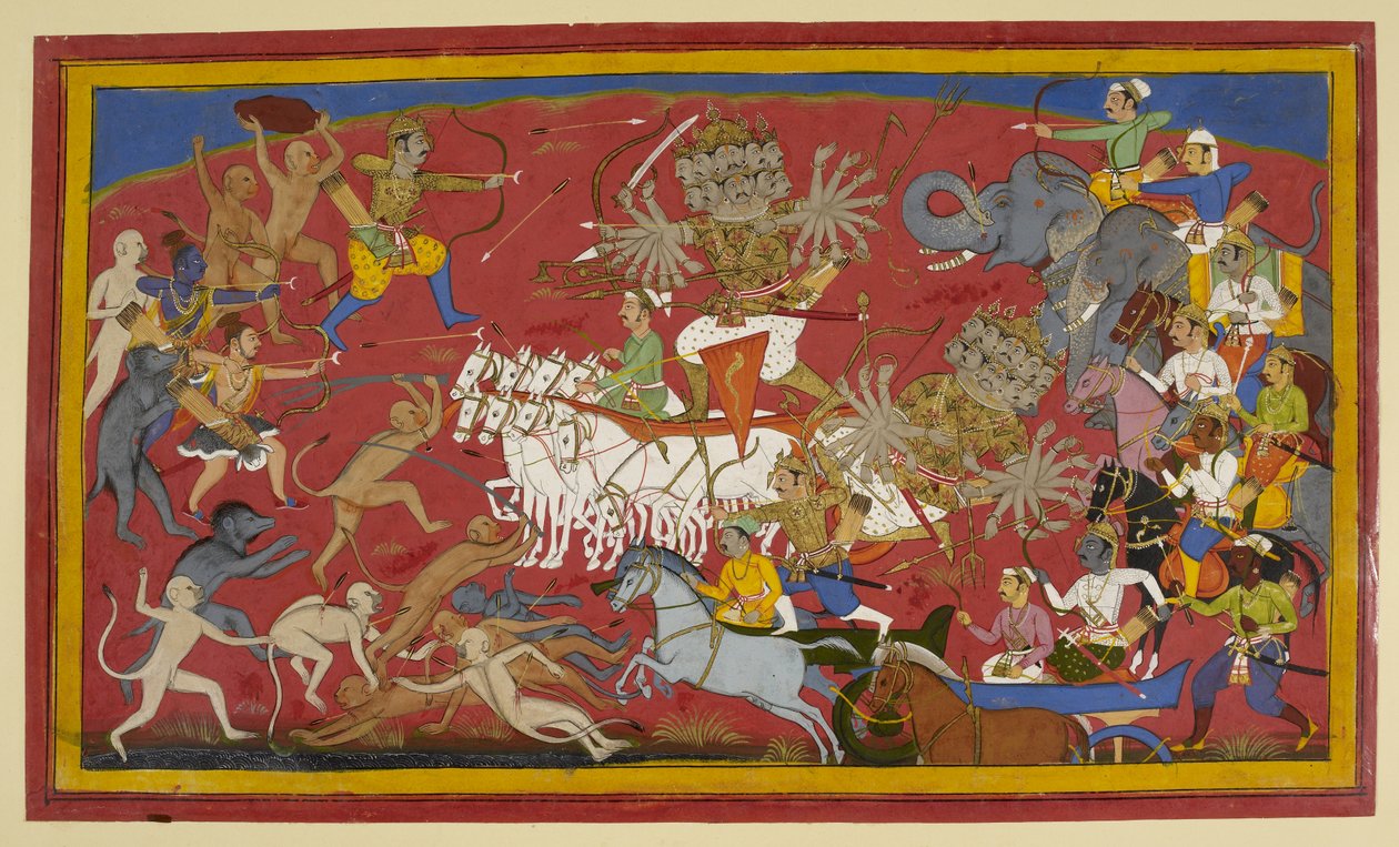 Acrescentar. 15297 (1) f.141v Batalhando o Rei Demónio Ravana, 