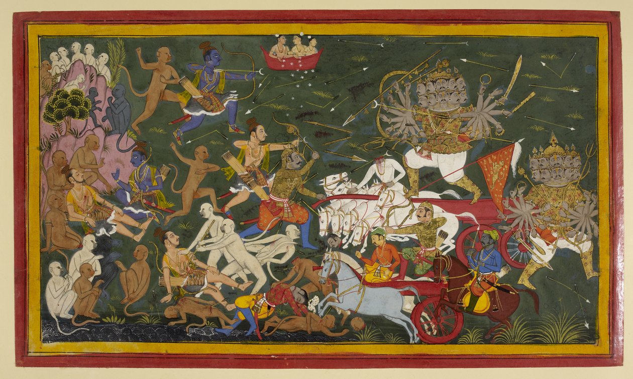 Acrescentar. 15297 (1) f.142r Batalhando o Rei Demónio Ravana, 