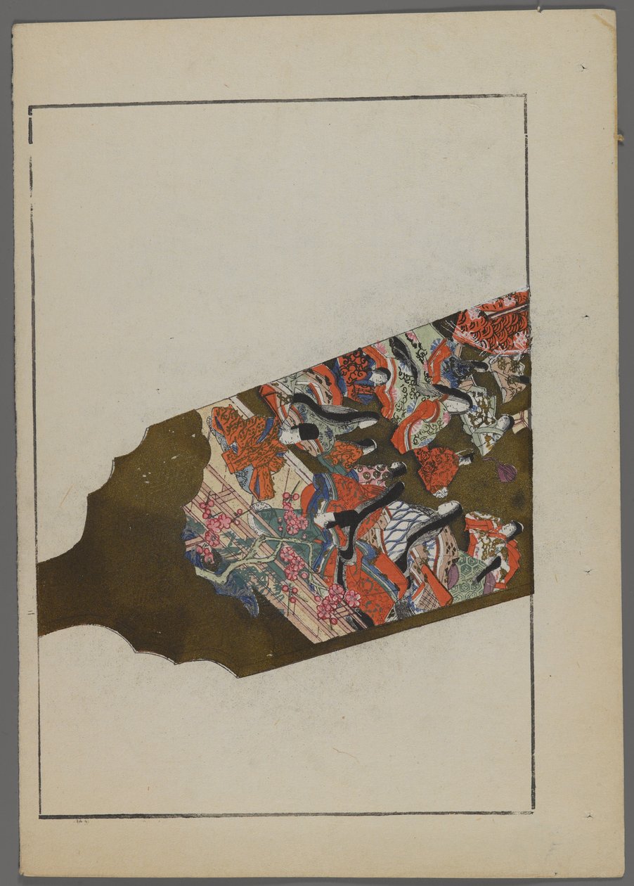 Brinquedos japoneses, de Unai no tomo (A Childs Friends), de Shimizu Seifu, 1891-1923. Hanetsuki remo com cena do jardim. de Shimizu Seifu