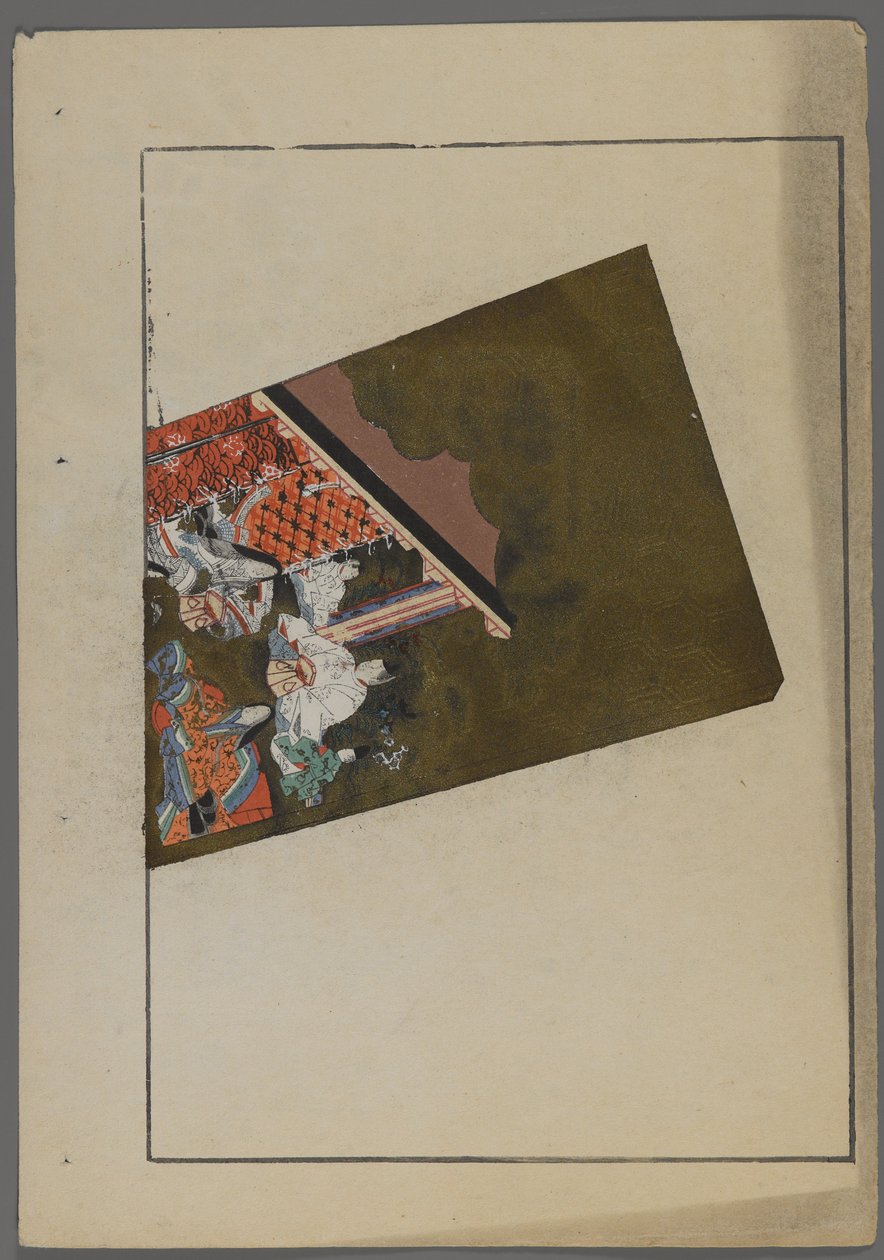 Brinquedos japoneses, de Unai no tomo (A Childs Friends), de Shimizu Seifu, 1891-1923. Hanetsuki remo com cena do jardim. de Shimizu Seifu