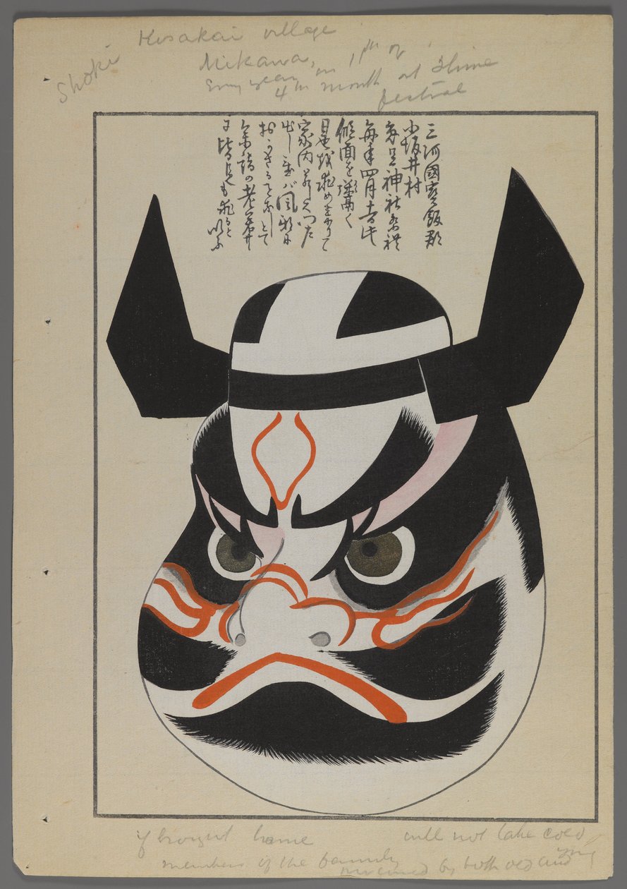 Brinquedos japoneses, de Unai no tomo (A Childs Friends), de Shimizu Seifu, 1891-1923. Máscara de guerreiro. de Shimizu Seifu