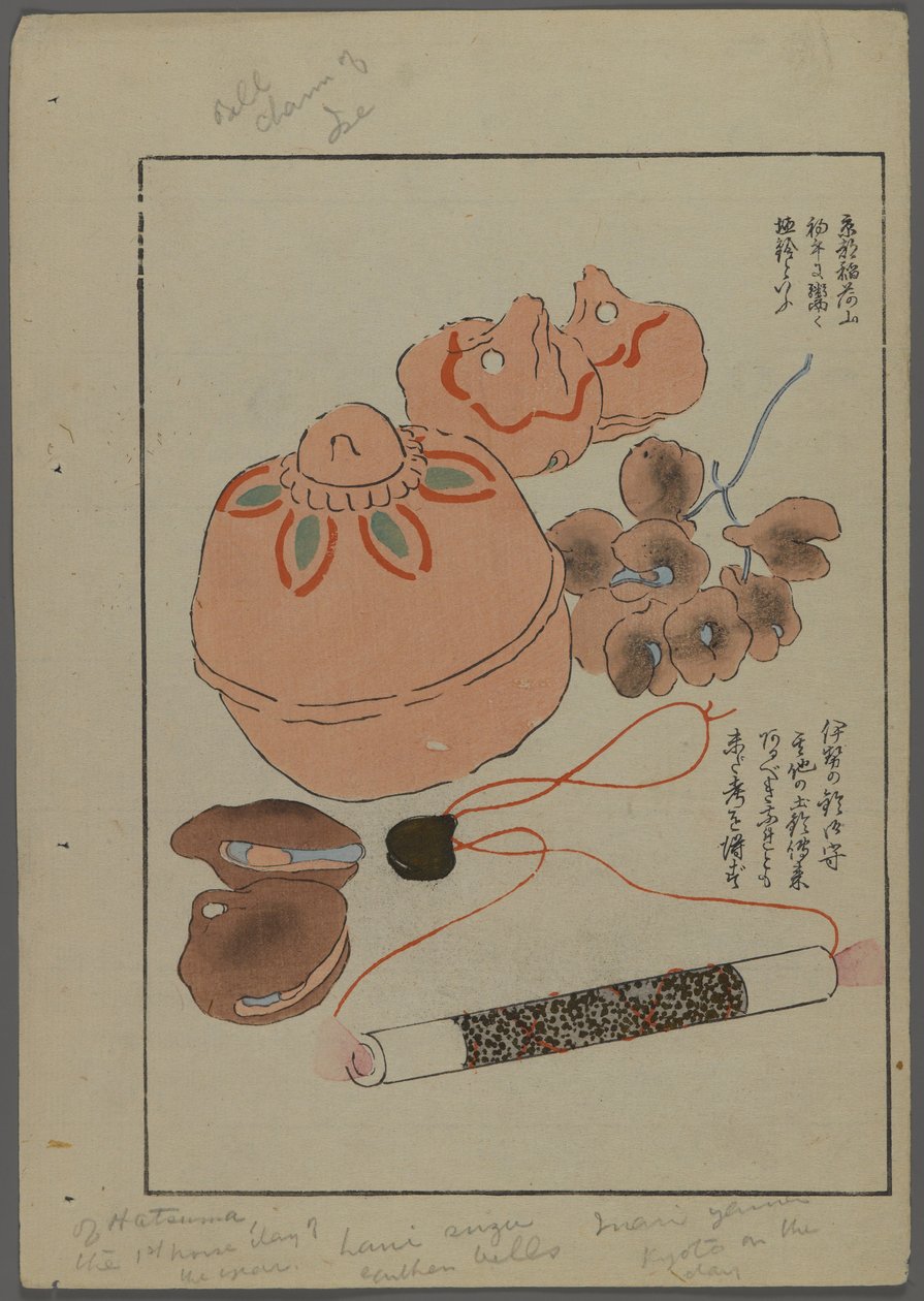 Brinquedos japoneses, de Unai no tomo (A Childs Friends), de Shimizu Seifu, 1891-1923. Sinos, chocalhos. de Shimizu Seifu