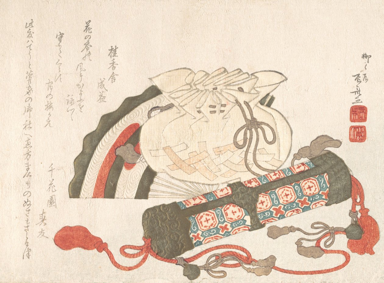 Leque, Saco e Tubo de Incenso, Séc. XIX., Séc. XIX. de Shinsai