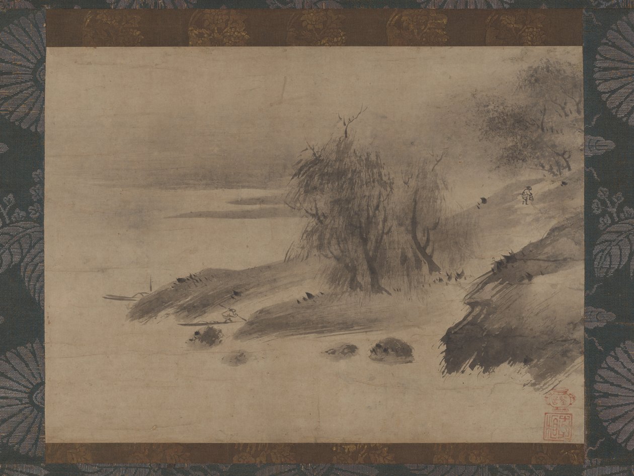 Paisagem de tinta Suiboku sansui zu, século XV e início do século XVI. de Shinso Soami