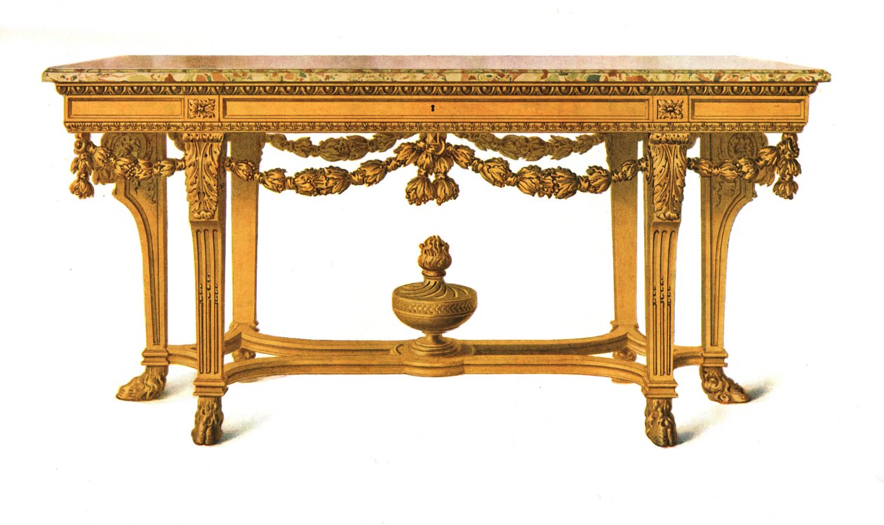Mesa dourada com tampo de mármore, 1908. de Shirley Charles Llewellyn Slocombe