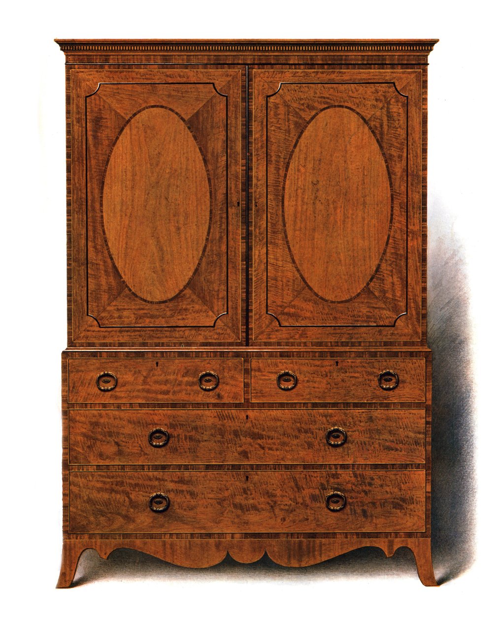 Mogno e Satinwood Clothes Press, 1908. de Shirley Charles Llewellyn Slocombe