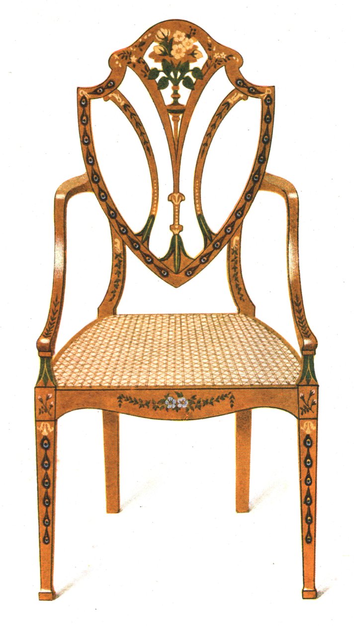 Cadeira pintada de madeira de cetim, 1908. de Shirley Charles Llewellyn Slocombe