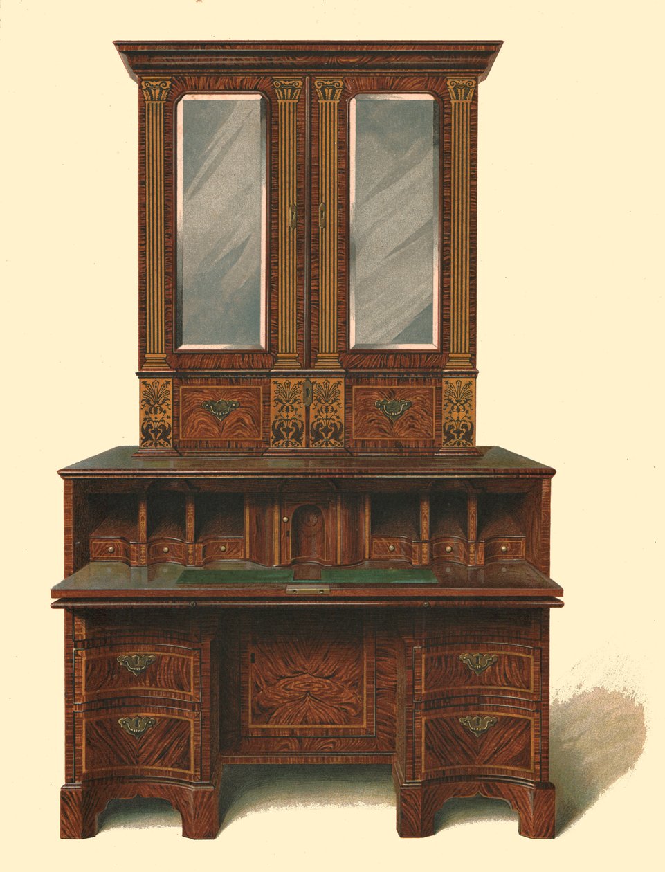 Armário de escrita embutido em nogueira, 1905 de Shirley Charles Llewellyn Slocombe