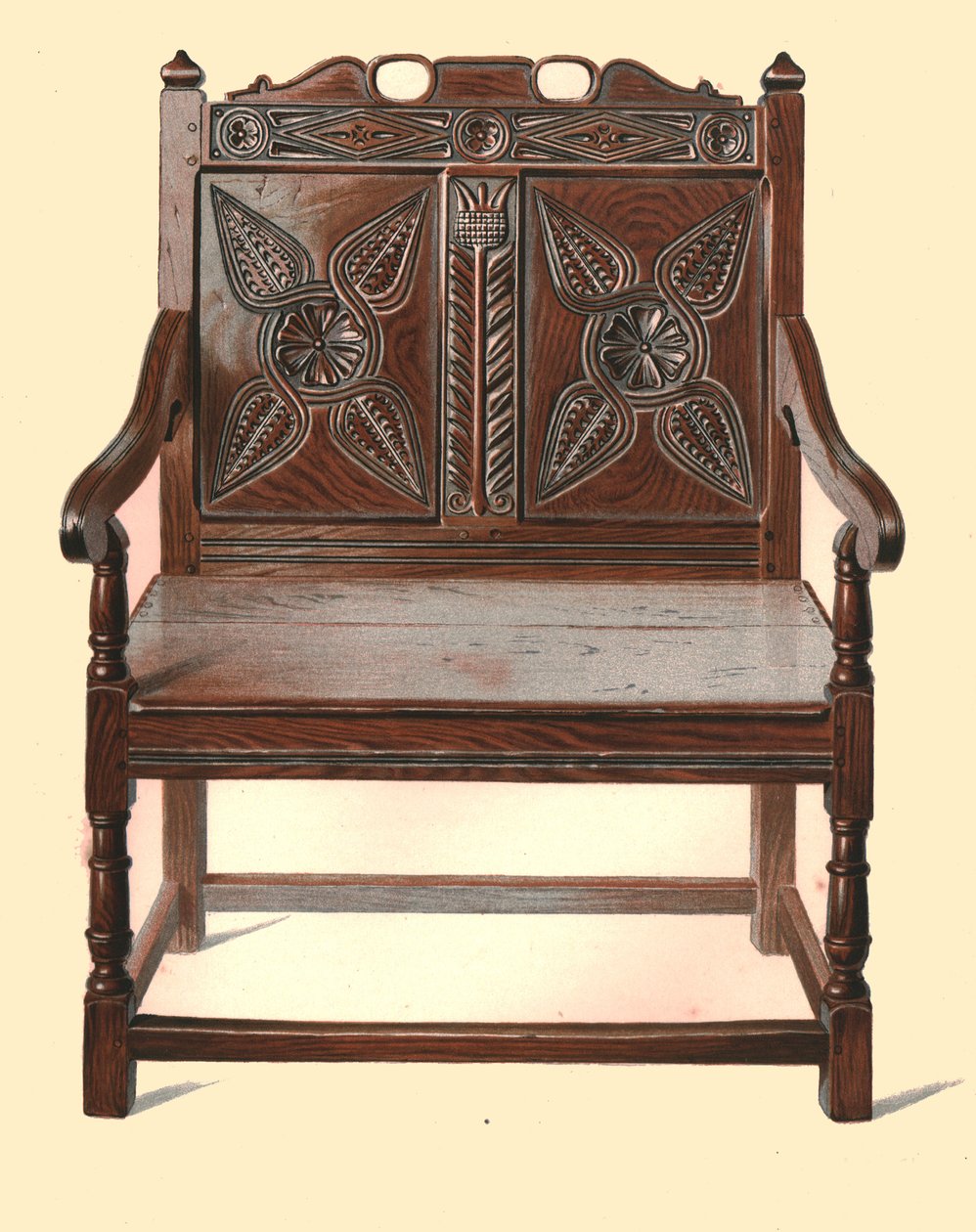 Cadeira dupla de carvalho galês, 1904 de Shirley Charles Llewellyn Slocombe
