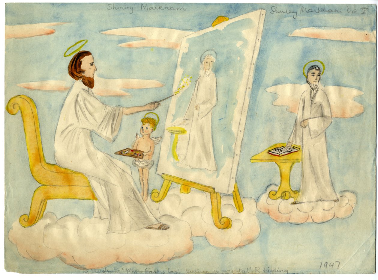 Anjo pintando um quadro, 1947. de Shirley Markham