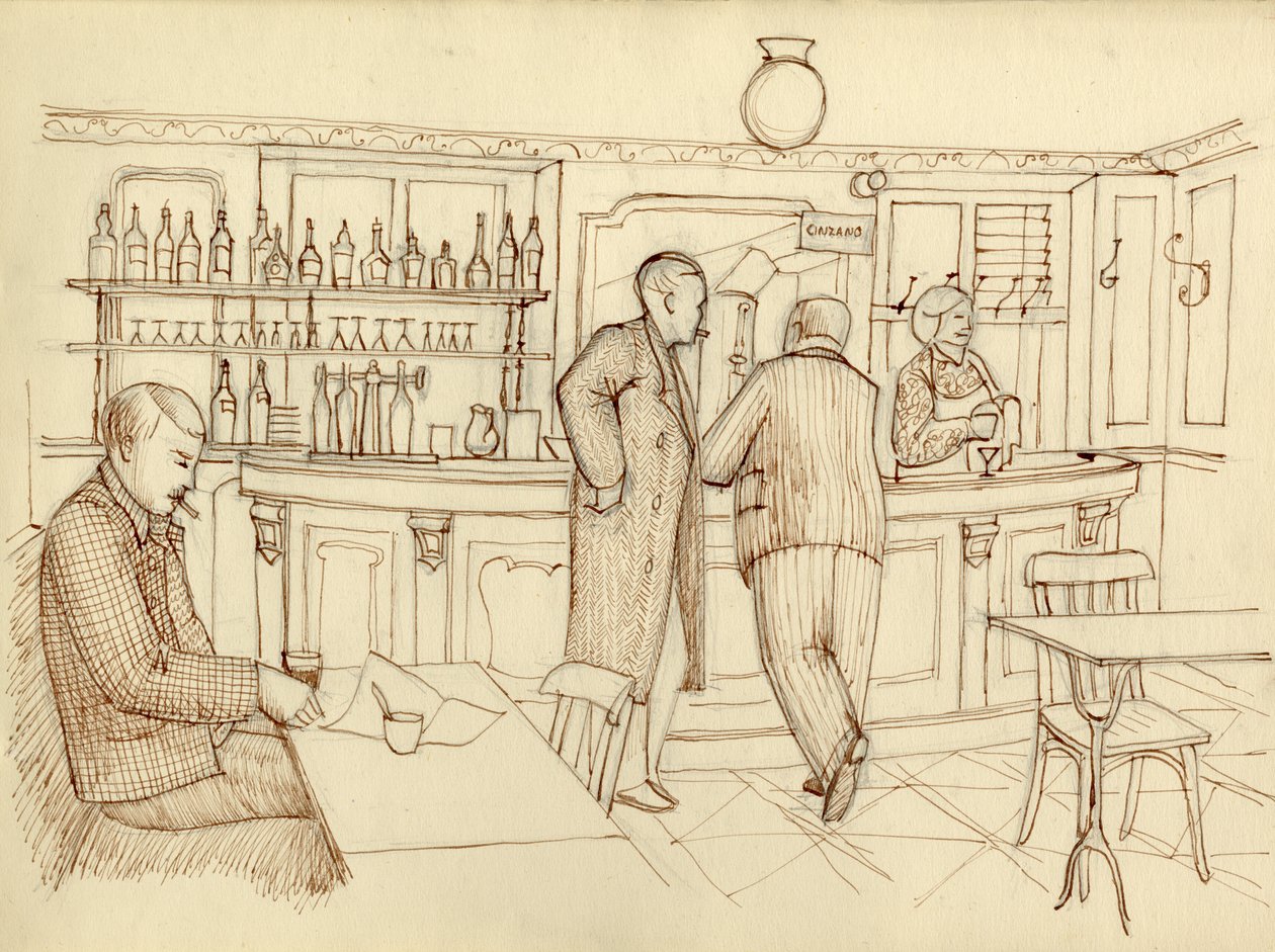 Cena do café, Paris, França, c1951. de Shirley Markham