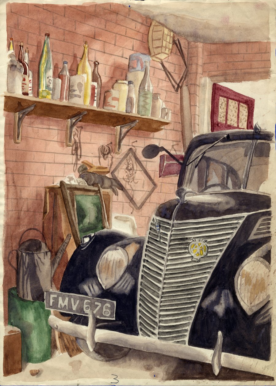 Carro na garagem, c1950. de Shirley Markham