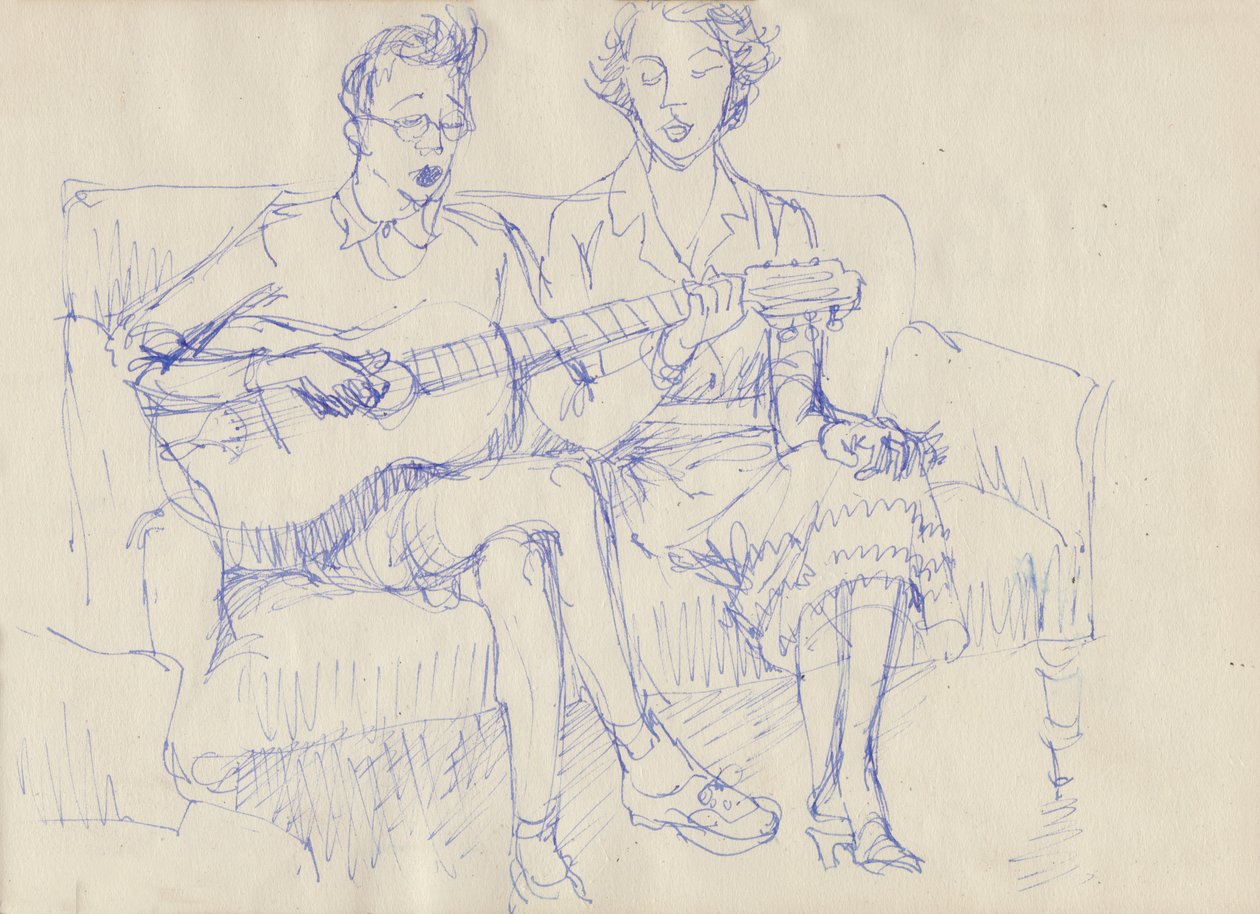 Casal com uma guitarra, c1950. de Shirley Markham
