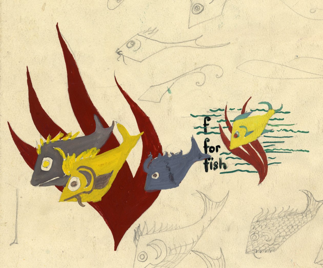 Ilustração de peixe, c1950. de Shirley Markham