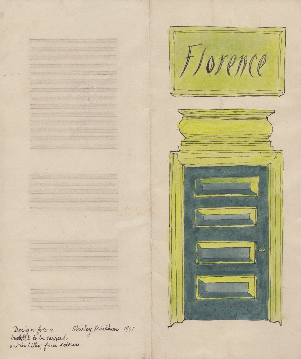 Folheto de Florença, 1952. de Shirley Markham