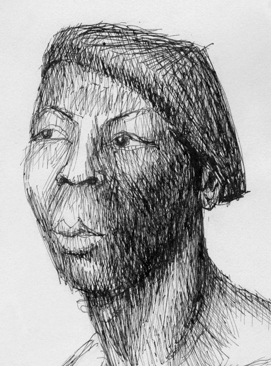 Cabeça de homem usando boina, c1950. de Shirley Markham