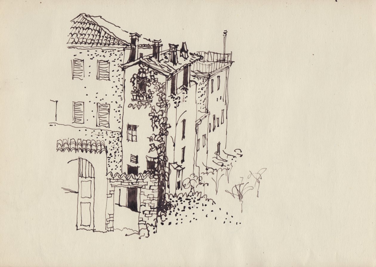 Casa com telhado de mansarda, Itália, c1950. de Shirley Markham