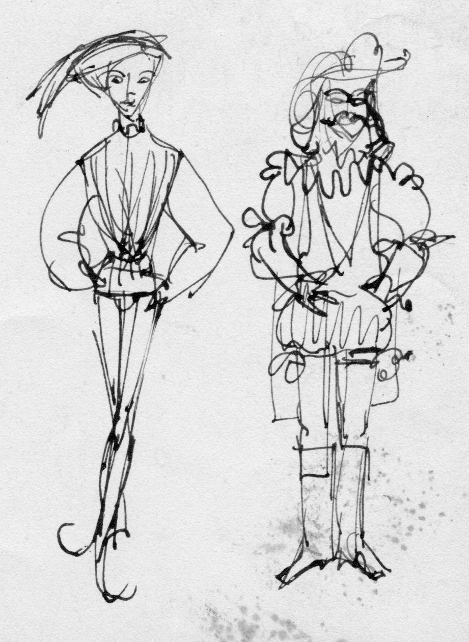 Homens em trajes de época, c1950. de Shirley Markham