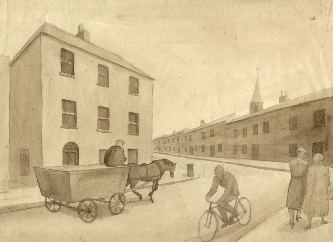 Cena de rua monocromática, 1951. de Shirley Markham