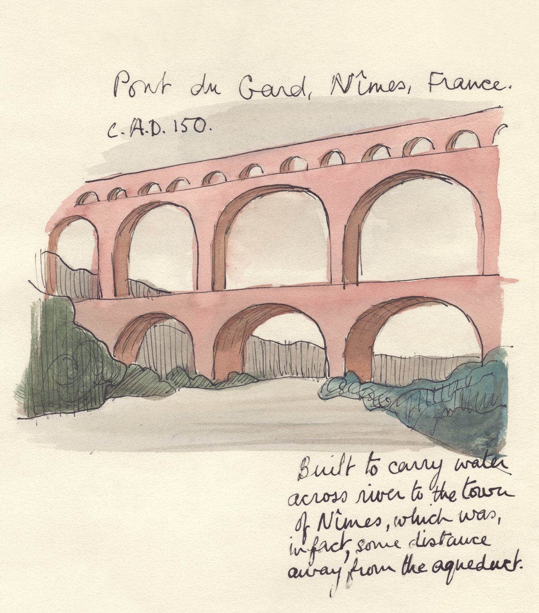 Pont du Gard, Nîmes, França, 1951. de Shirley Markham