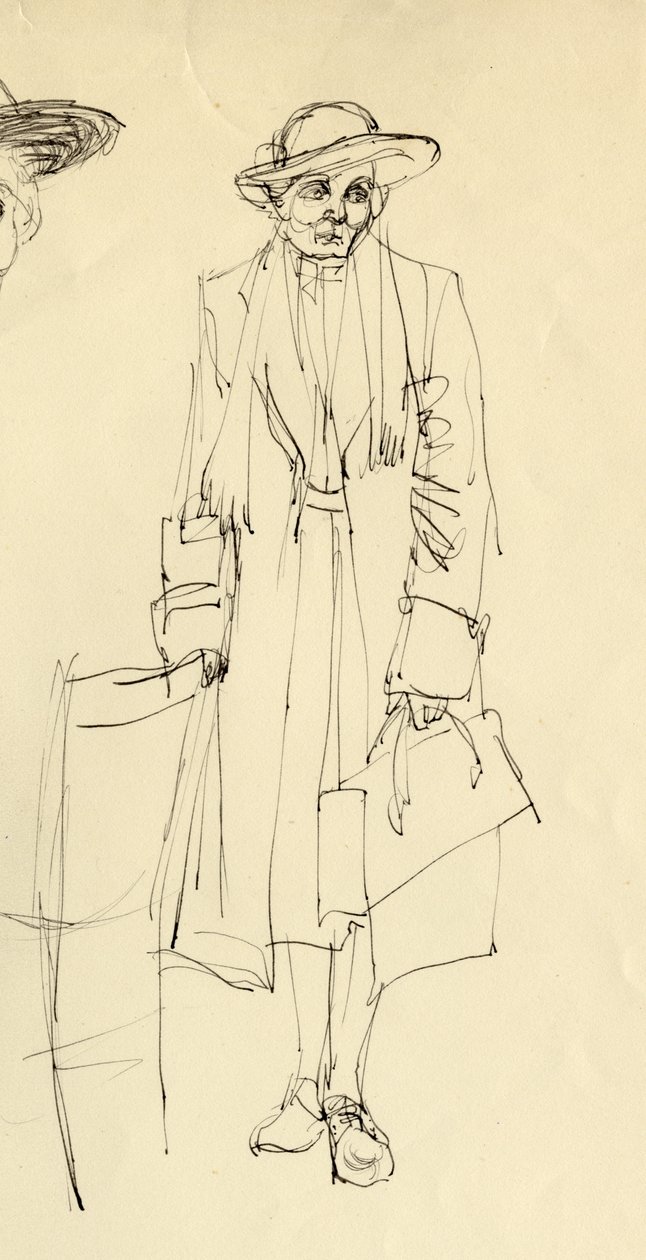 Mulher de chapéu em pé, 1953. de Shirley Markham