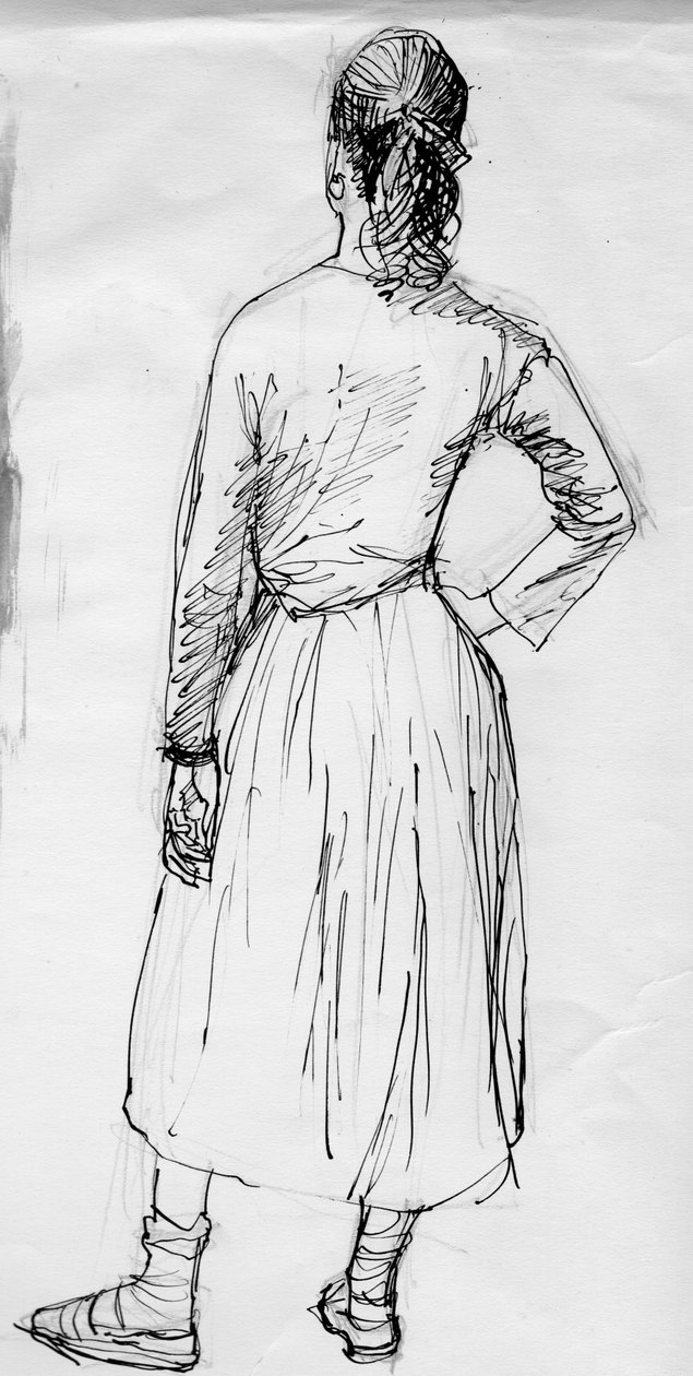 Mulher em pé vista de costas, c1950. de Shirley Markham