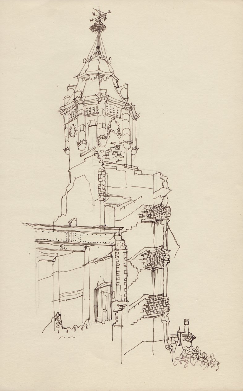 Torreta de edifício em ruínas, c1950. de Shirley Markham