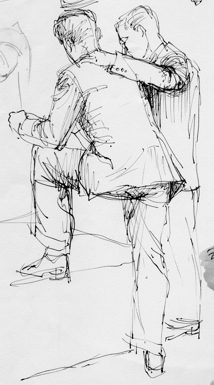 Dois homens em pé, 1953. de Shirley Markham