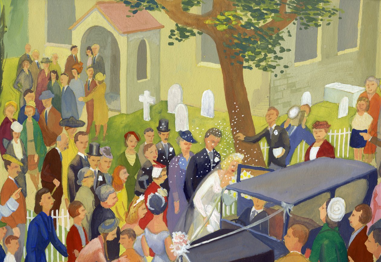 Grupo de casamento no adro, c1948. de Shirley Markham