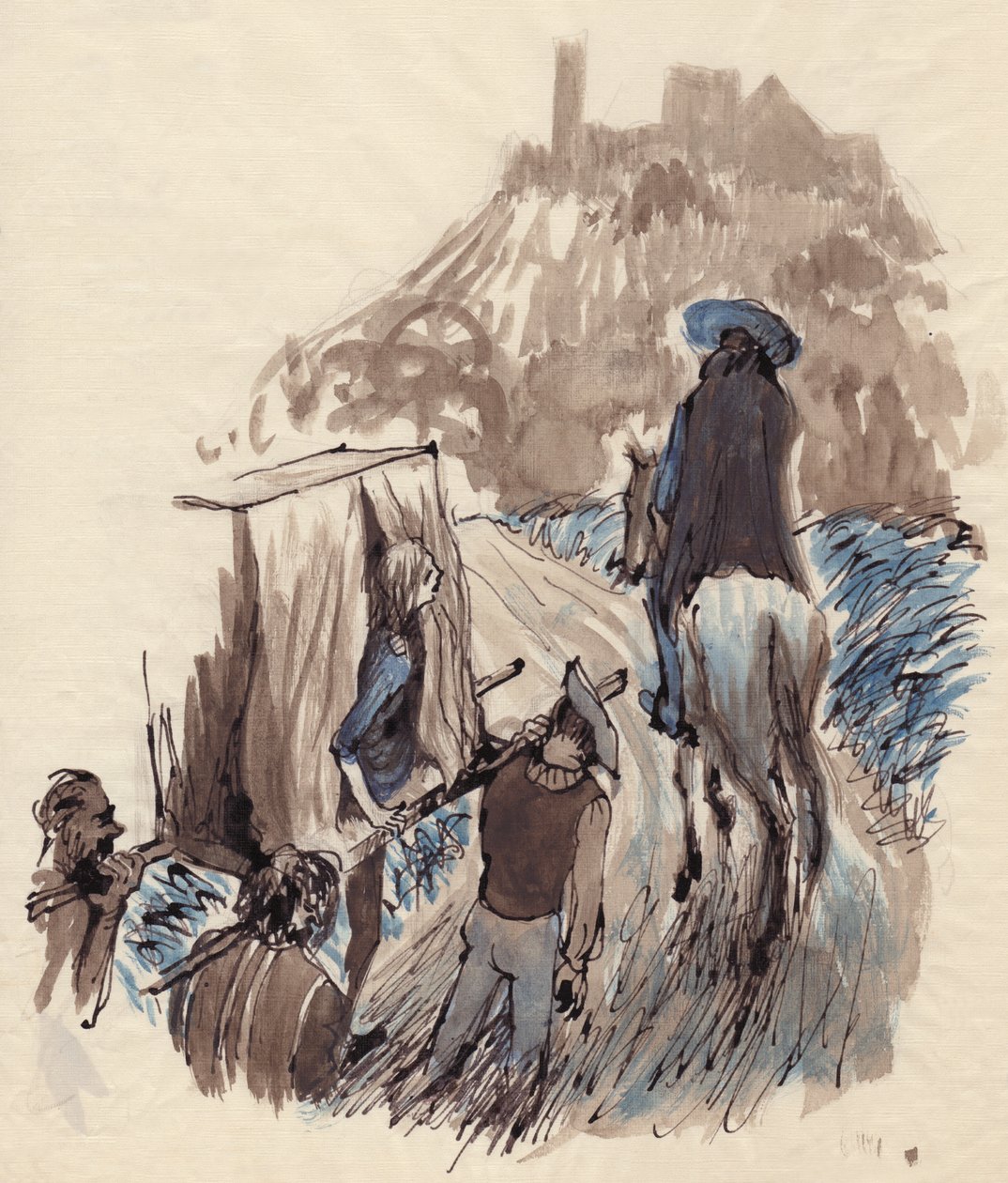Mulher em uma liteira, c1950. de Shirley Markham