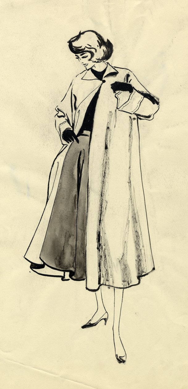 Mulher de casaco e saia rodada, c1950. de Shirley Markham