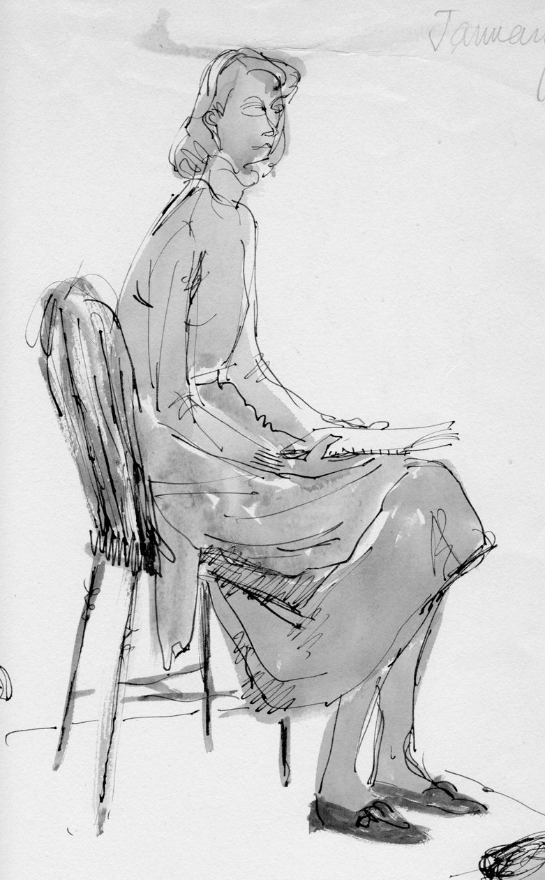 Mulher sentada em uma cadeira, c1950. de Shirley Markham