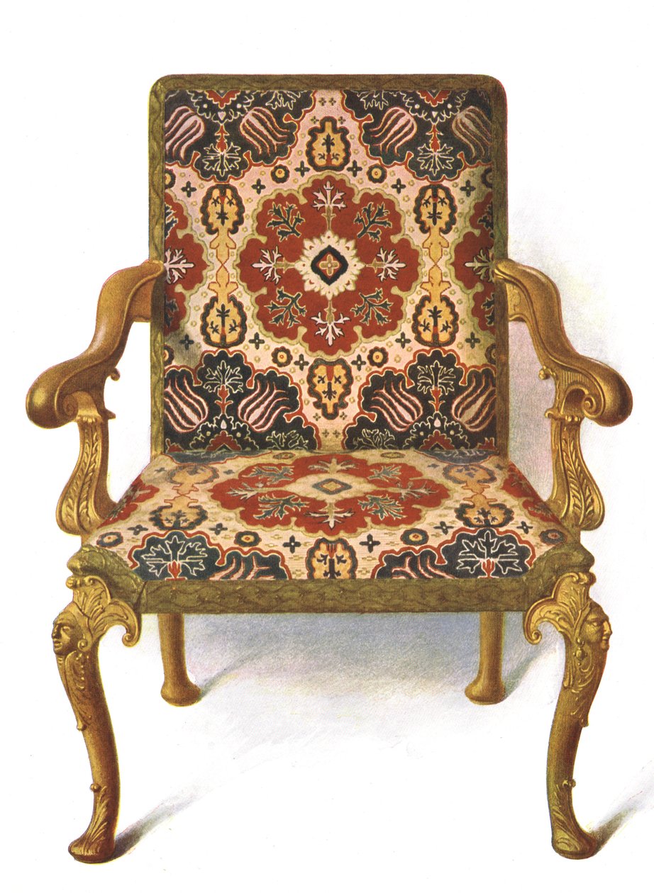Cadeira dourada coberta de bordado, 1906 de Shirley Charles Llewellyn Slocombe