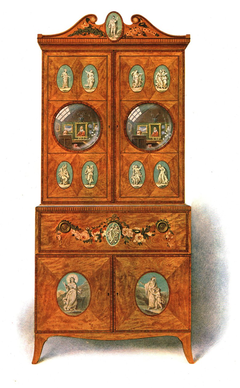 Armário de Escrita em Madeira Cetim, 1908. de Shirley Charles Llewellyn Slocombe