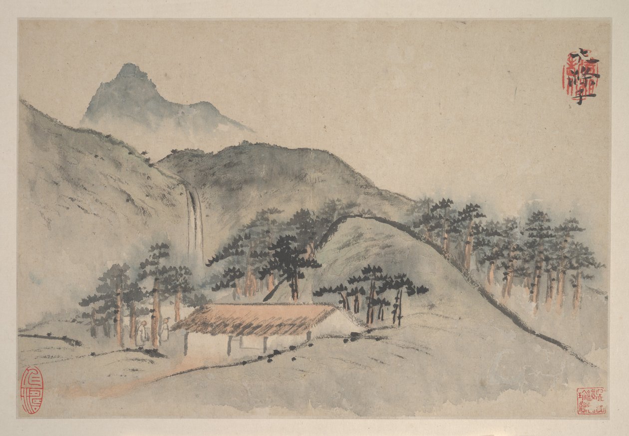Paisagens, ca. 1690 (álbum de oito folhas; tinta e cor sobre papel) de Shitao Daoji