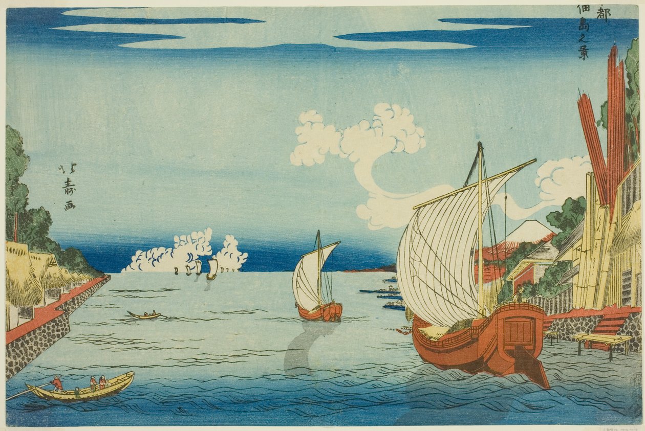 Vista da Ilha Tsukuda (Tsukudajima no kei), da série "Eastern Capital (Toto)" de Shotei Hokuju