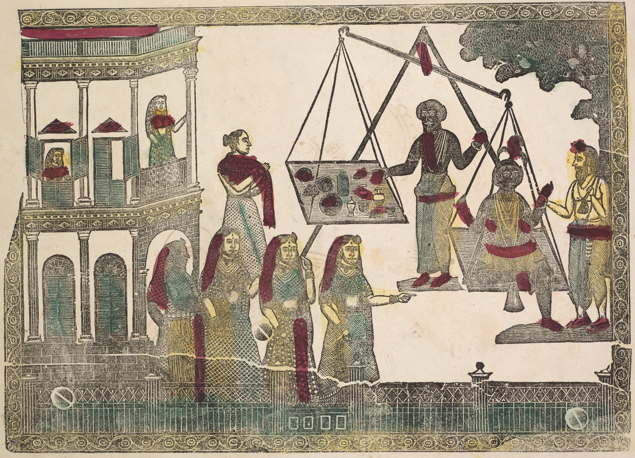 Krishna ponderado contra objetos preciosos (?) (verso) de Shri Gobinda Chandra Roy