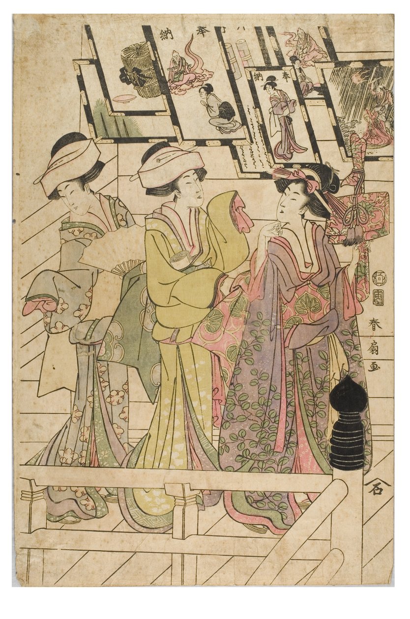 Visita a um santuário de Shunsen Katsukawa