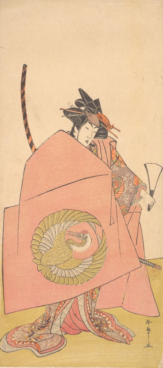 Um ator não identificado no Ato Wait-a-Moment de Onna Woman Shibaraku, ca. 1780. de Shunsho