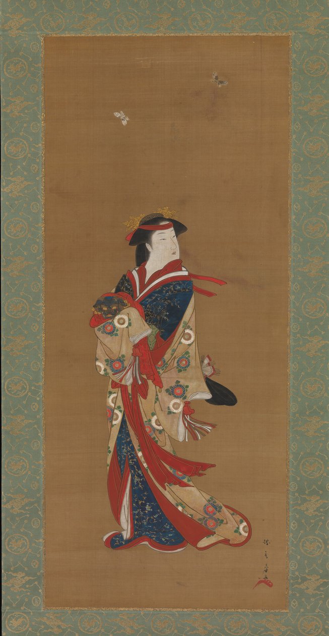 Beleza com Borboletas, século XVIII. de Shunsho