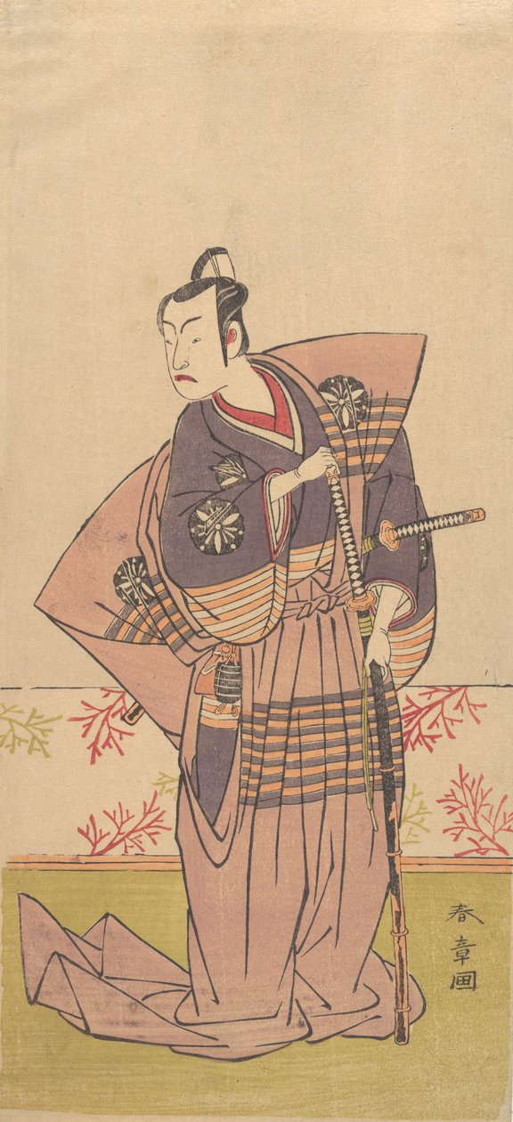 Tee c e r Matsumoto pó branco 2 d como um samurai, 1771-72. de Shunsho