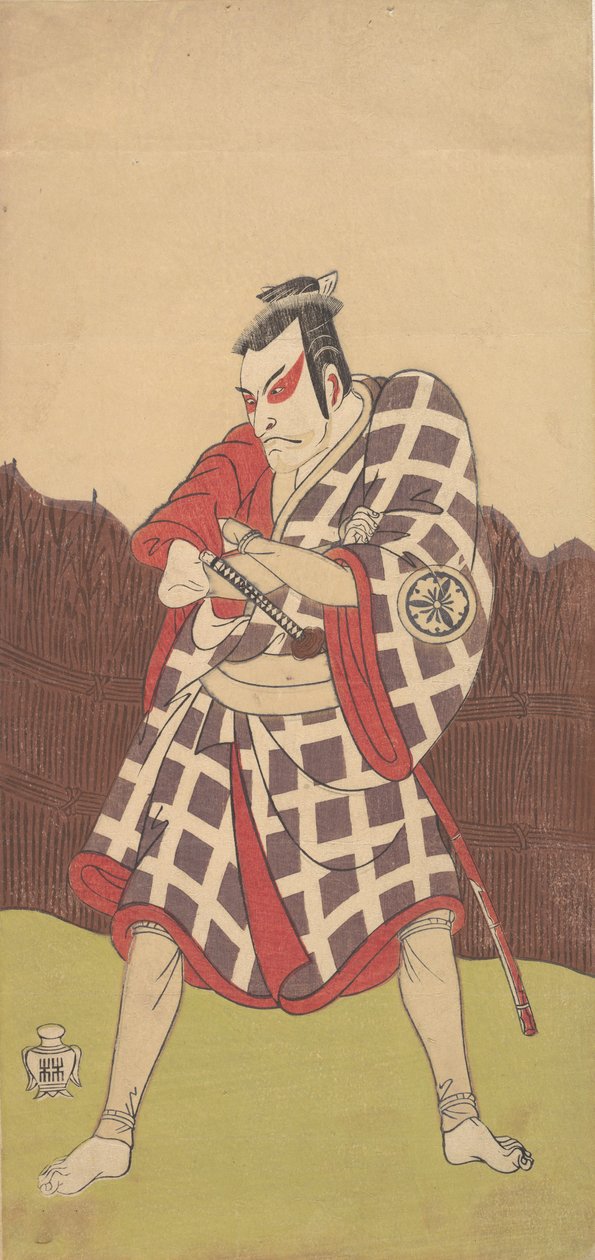 O Ator Matsumoto Koshiro 3º como Homem de Braços Cruzados..., final do século XVIII. de Shunsho