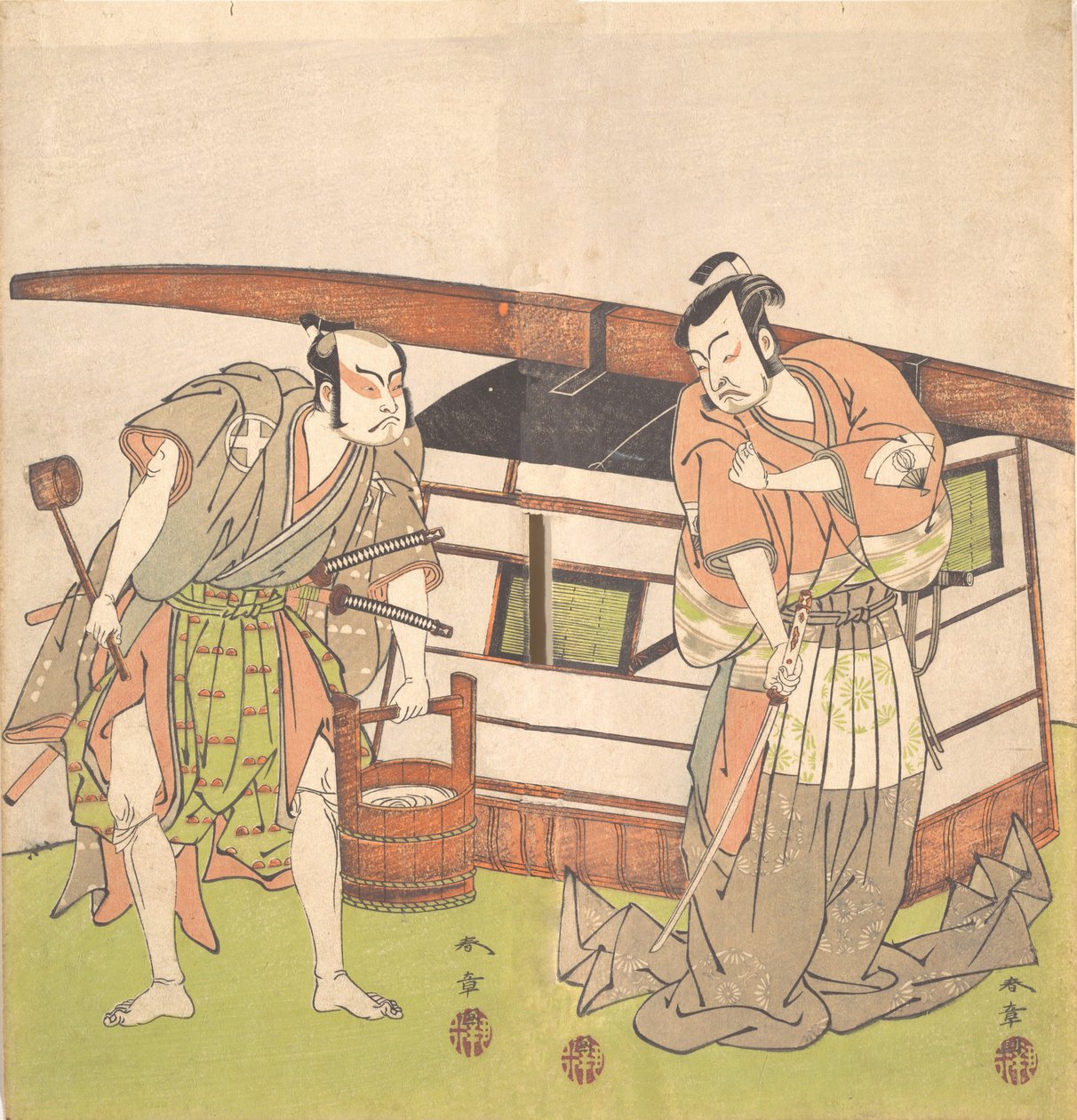 O ator Otani Hiroji III e o ator Onoe Kikugoro I, ca. 1778. de Shunsho