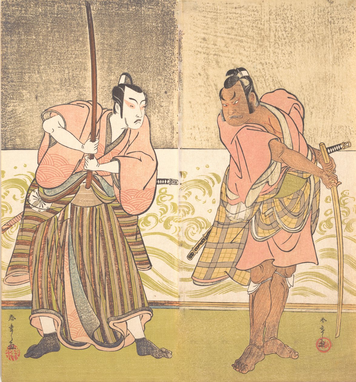 O ator Sakata Hangoro II e o ator Matsumoto Koshiro IV, final do século XVIII. de Shunsho